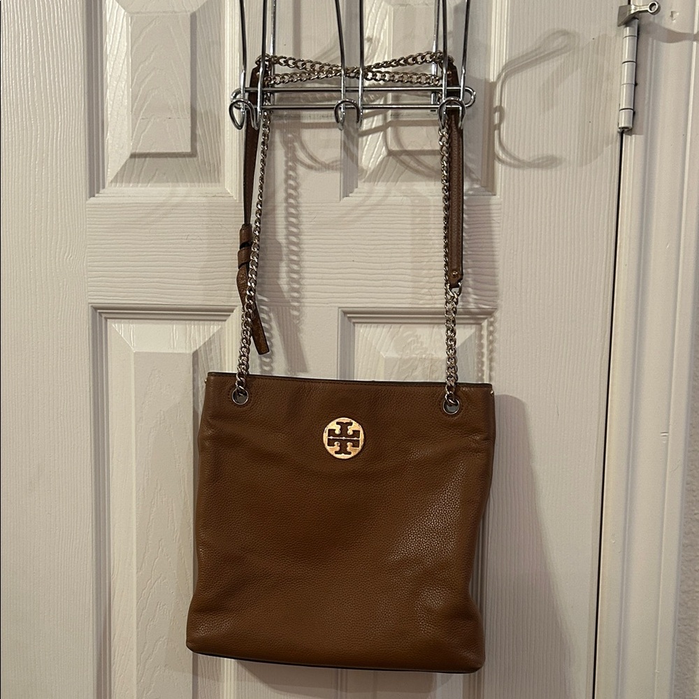 NWOT Tory Burch Brown Leather Chain Crossbody Shoulder Bag